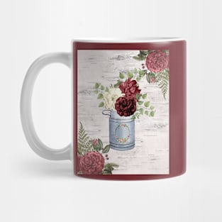 Milk Can with Burgundy flowers Mug